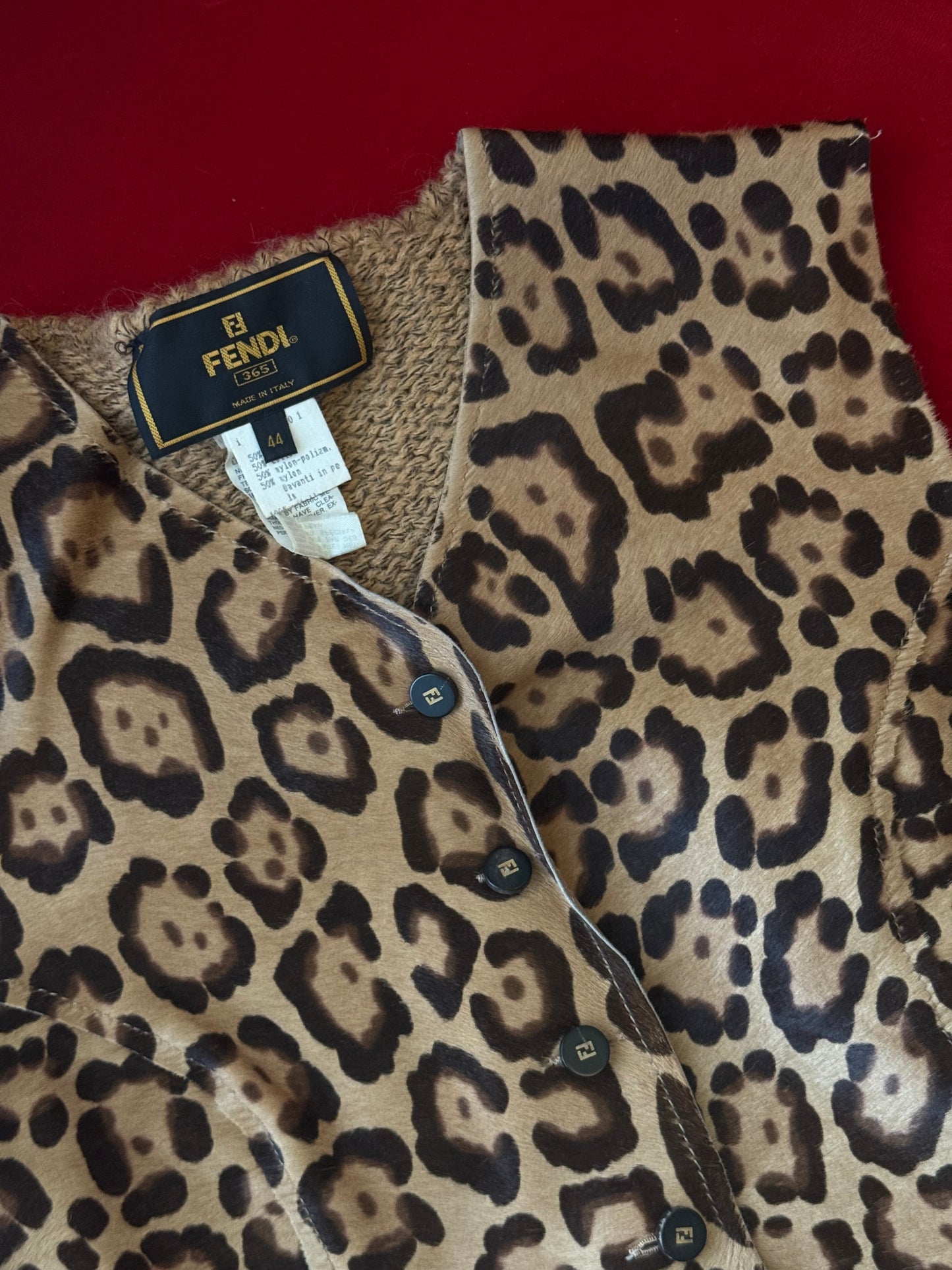 Fendi gilet in cavallino leopardato