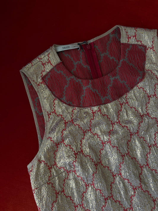 Prada top rosso e oro P/E 2002