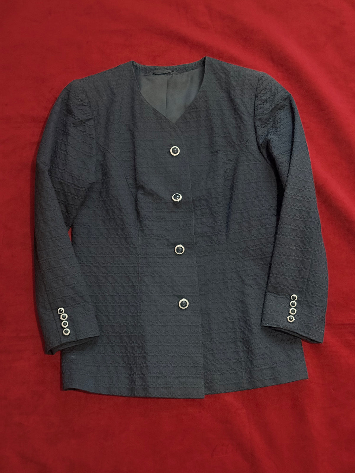 Blazer sartoriale vintage in tessuto lavorato