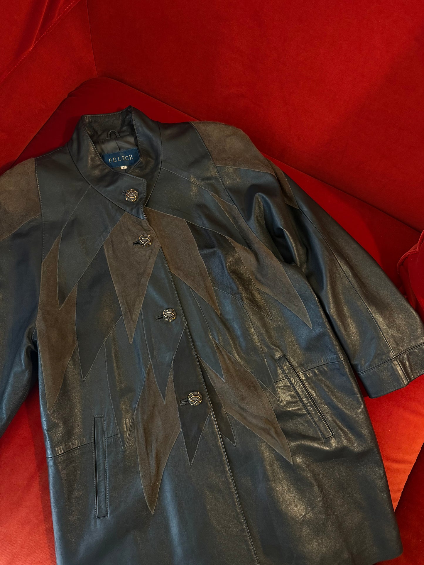 Giacca vintage in pelle patchwork
