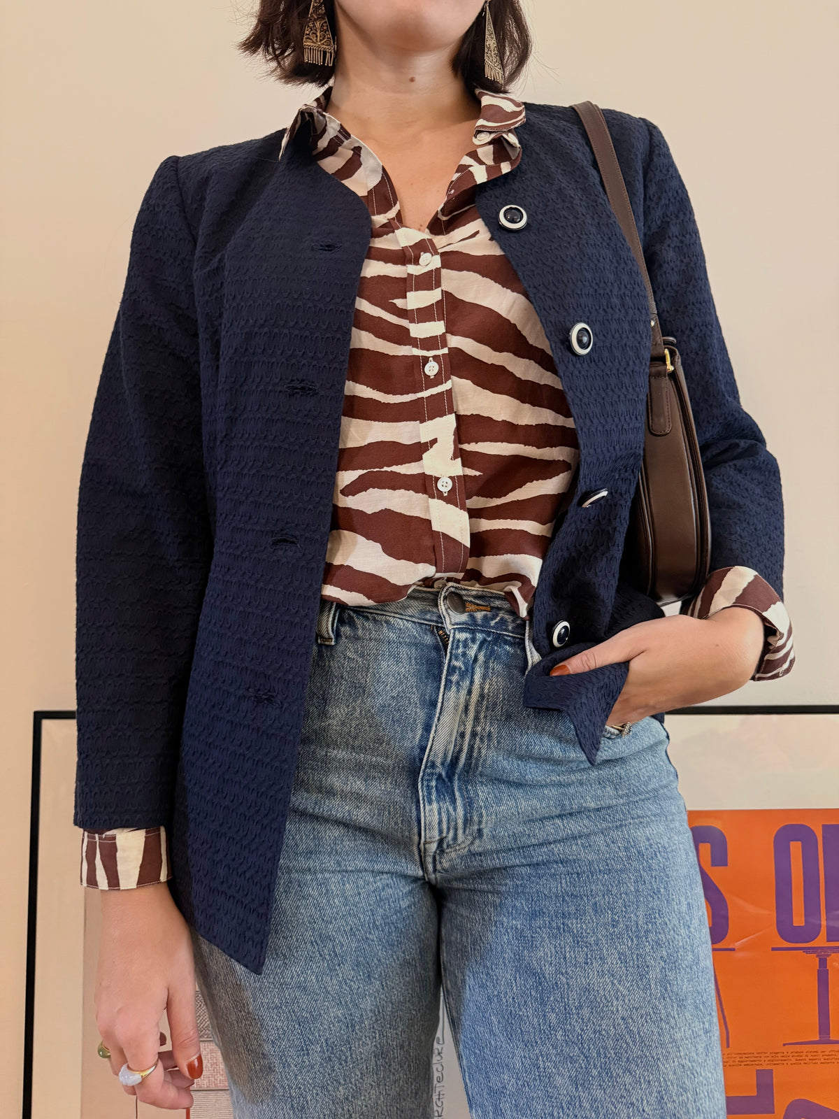 Blazer sartoriale vintage in tessuto lavorato