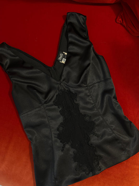 D&G top attillato in pizzo