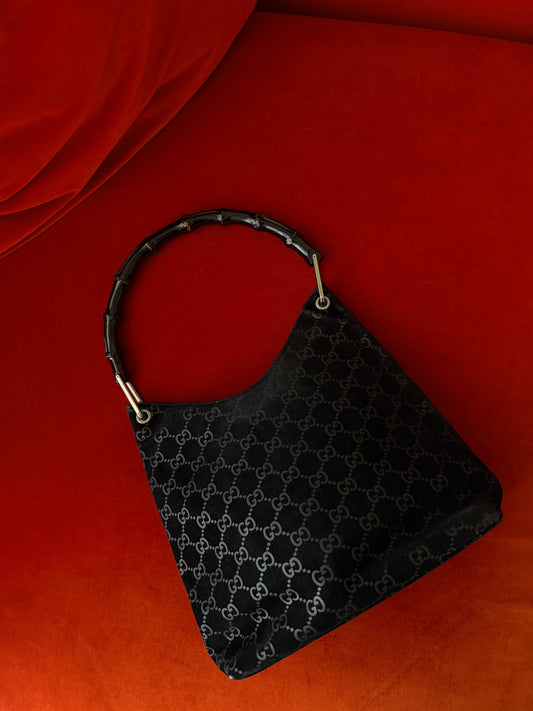 Gucci borsa Bamboo in suede monogram