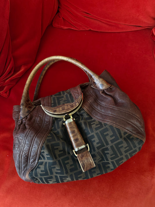 Fendi "Spy" bag in zucca print and leather