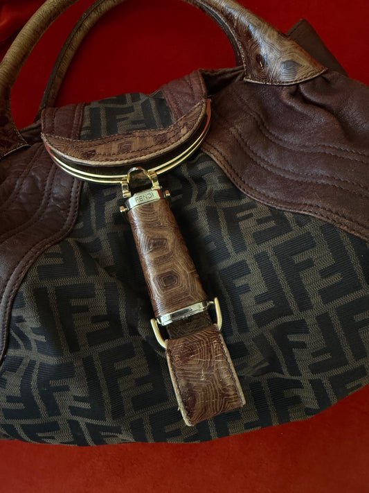 Fendi "Spy" bag in zucca print and leather