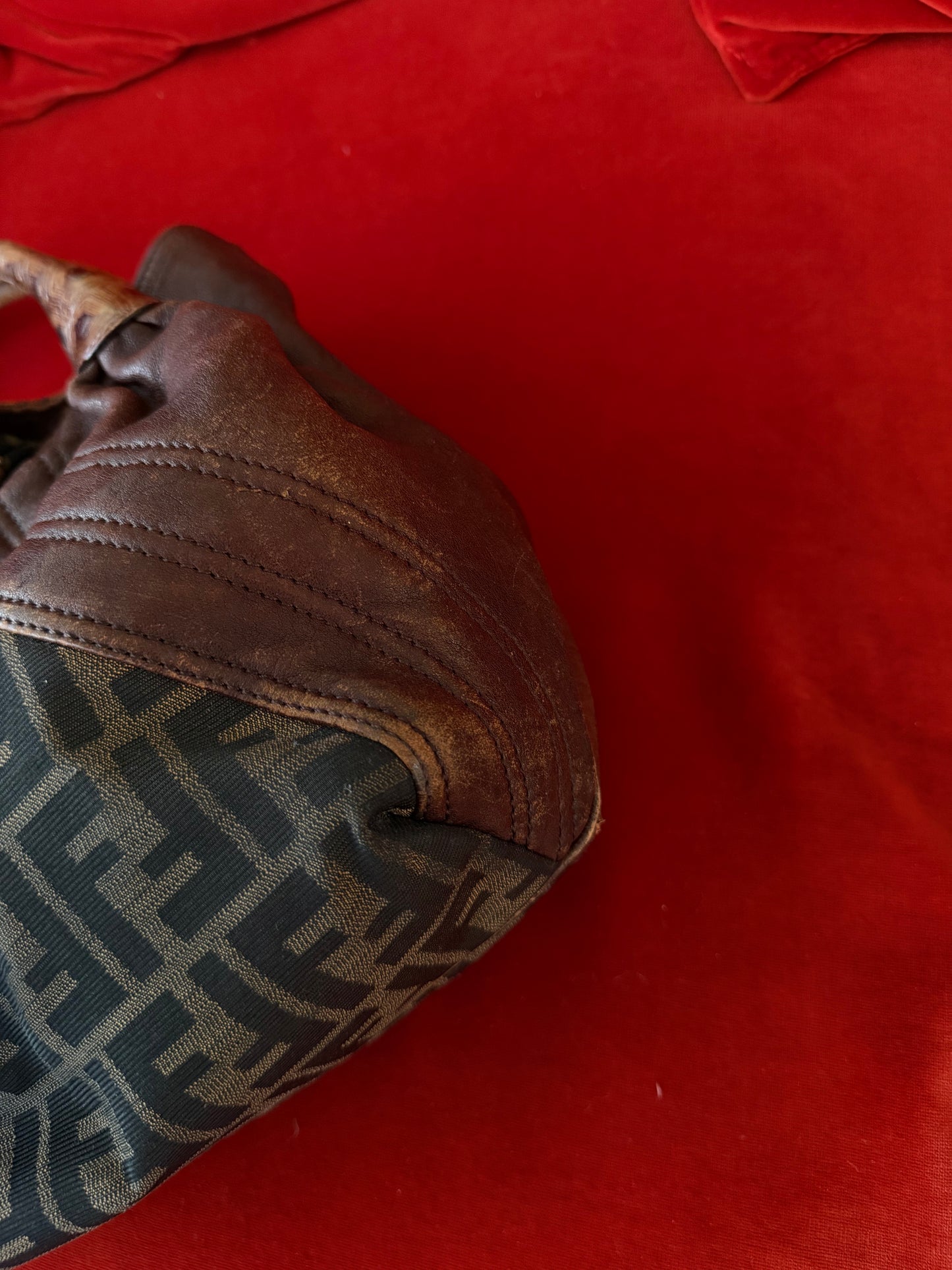 Fendi "Spy" bag in zucca print and leather