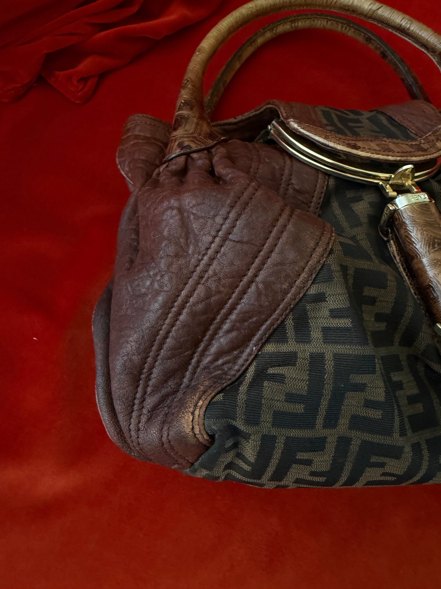 Fendi "Spy" bag in zucca print and leather