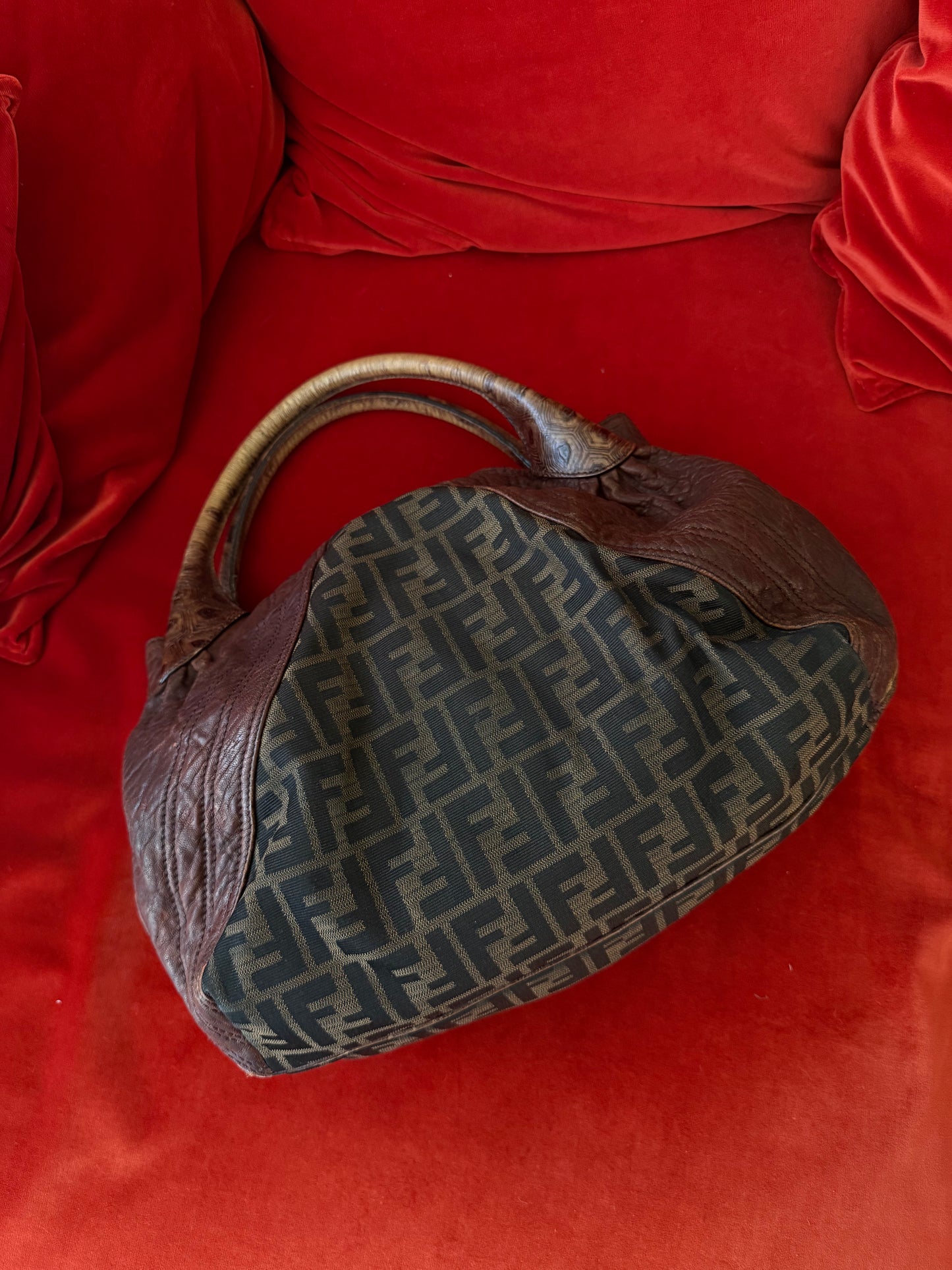 Fendi "Spy" bag in zucca print and leather