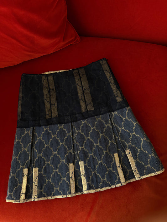 Prada gold and blue skirt S/S 2002