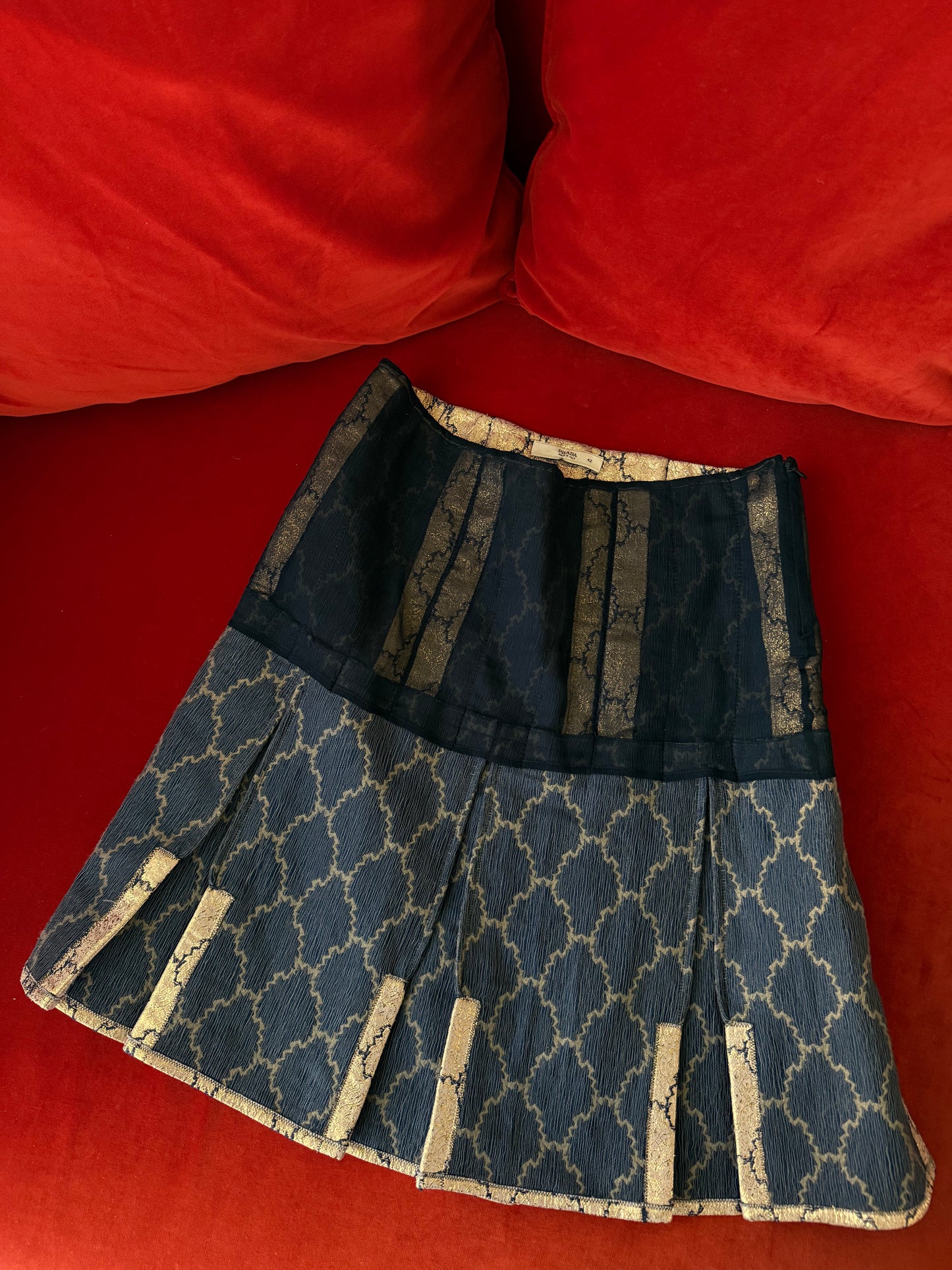 Prada gold and blue skirt S/S 2002