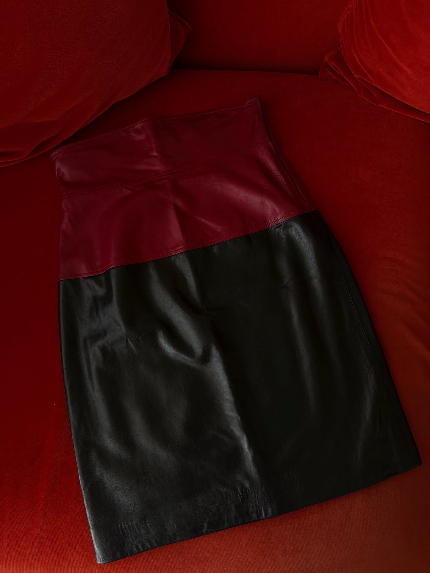 Yves Saint Laurent nappa leather skirt A/W 1984