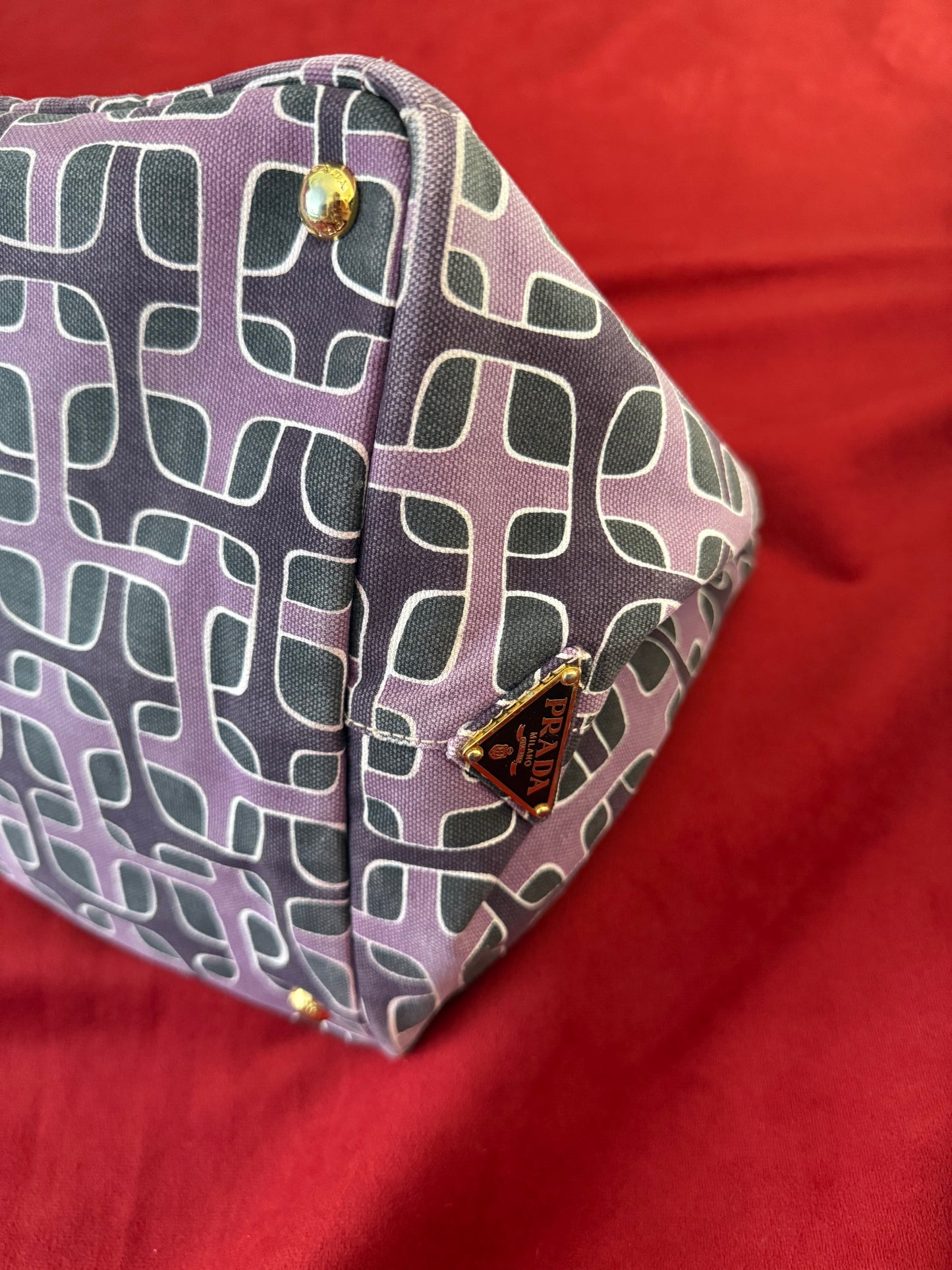 Prada borsa canvas stampa geometrica del 2010