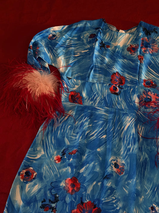 Prada abito stampa con piume A/I 2017