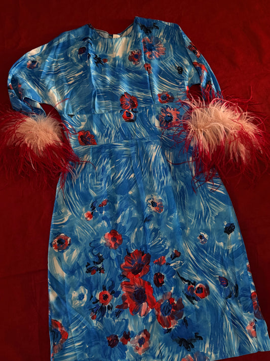 Prada abito stampa con piume A/I 2017