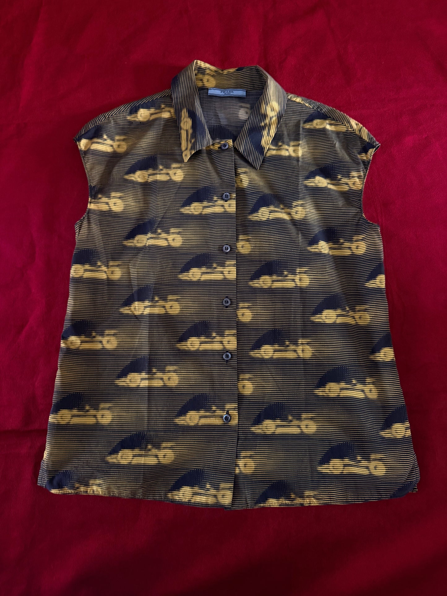 Prada camicia stampa macchine Resort 2016