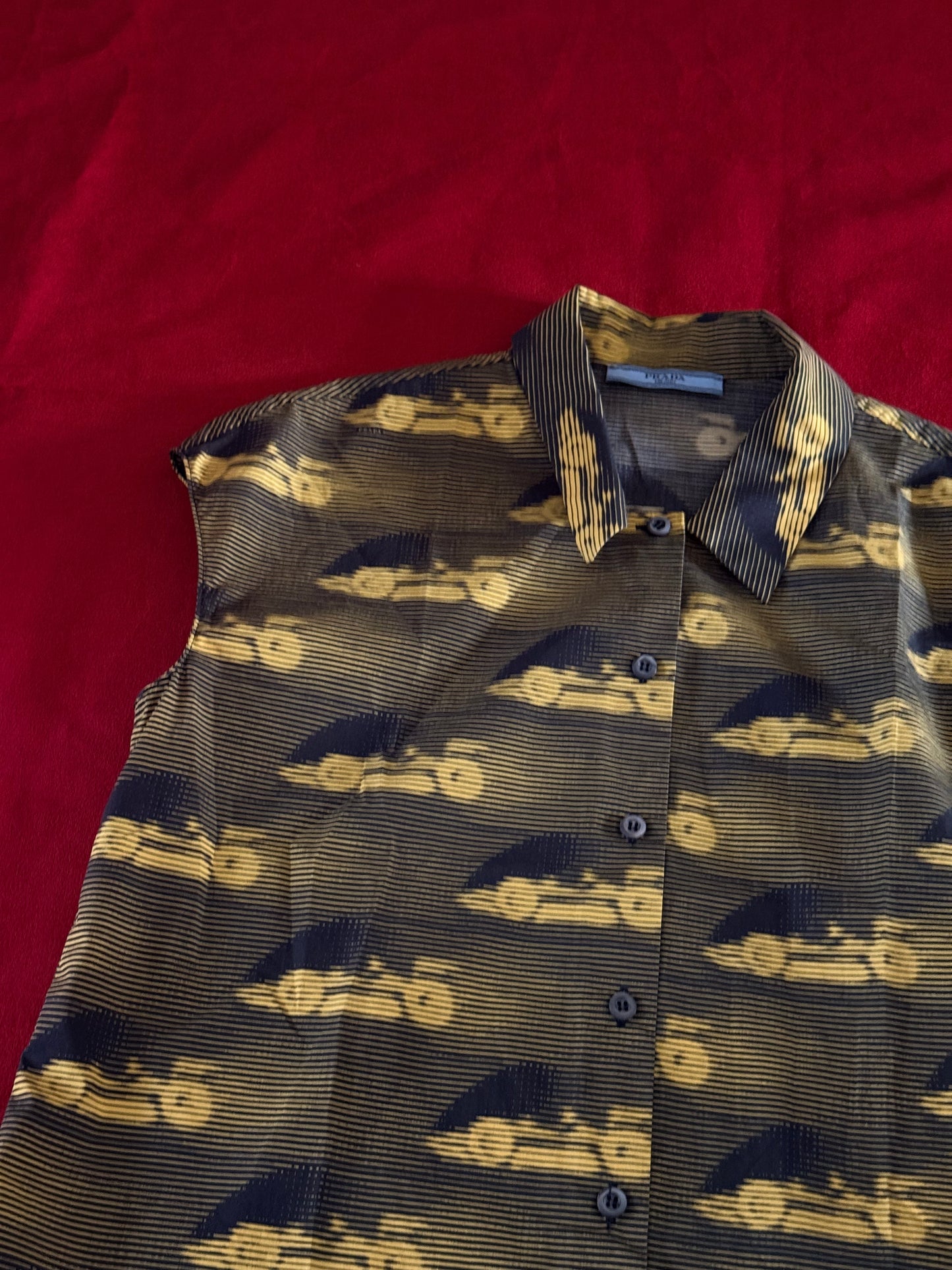 Prada camicia stampa macchine Resort 2016