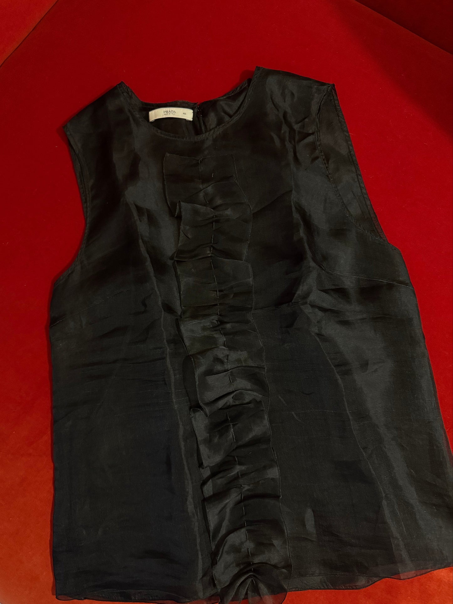 Prada top in seta con ruches P/E 2002