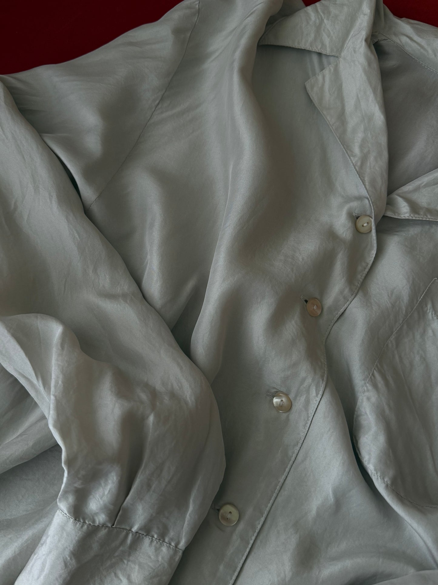 Camicia vintage in seta grigio perla