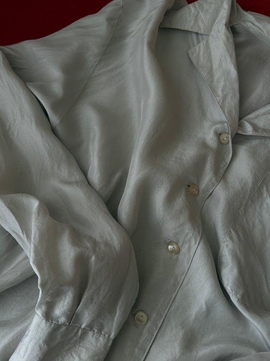 Pearl Gray Silk Vintage Shirt