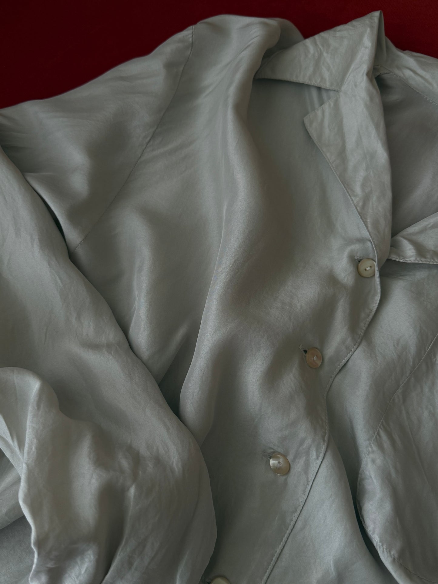 Camicia vintage in seta grigio perla