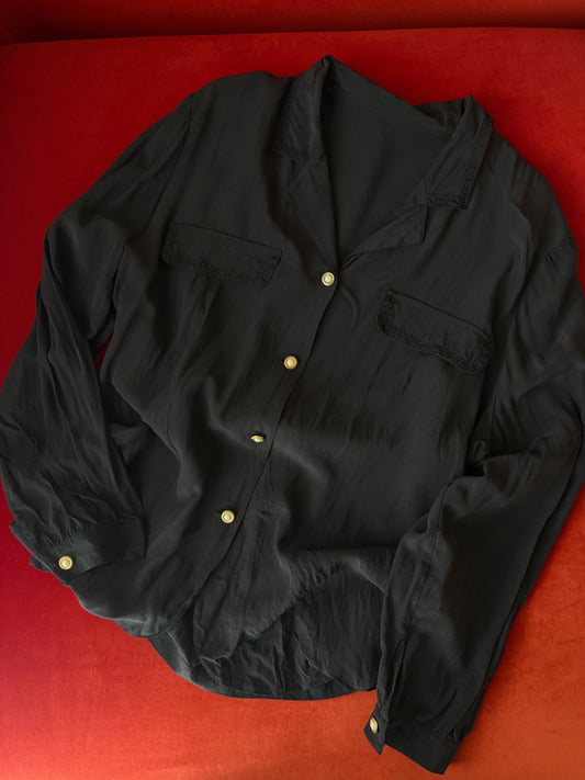 Camicia vintage in seta nera