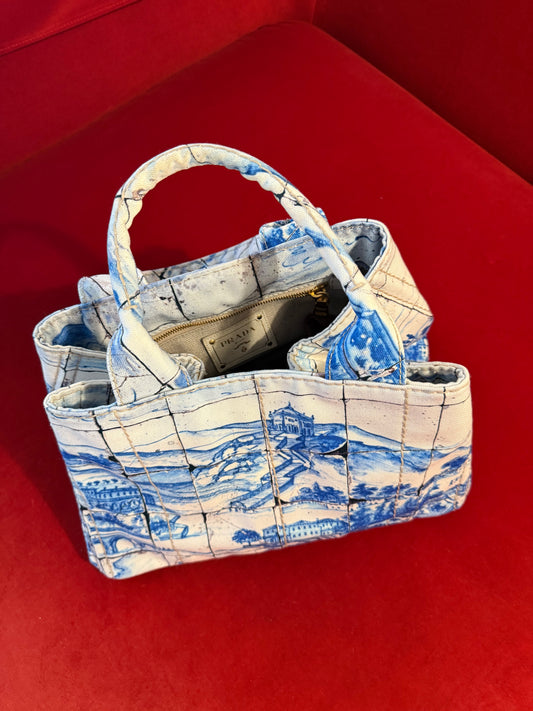 Prada borsa canvas stampa "azulejos"