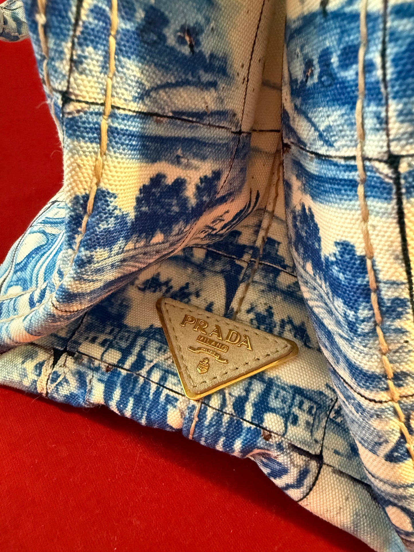 Prada borsa canvas stampa "azulejos"