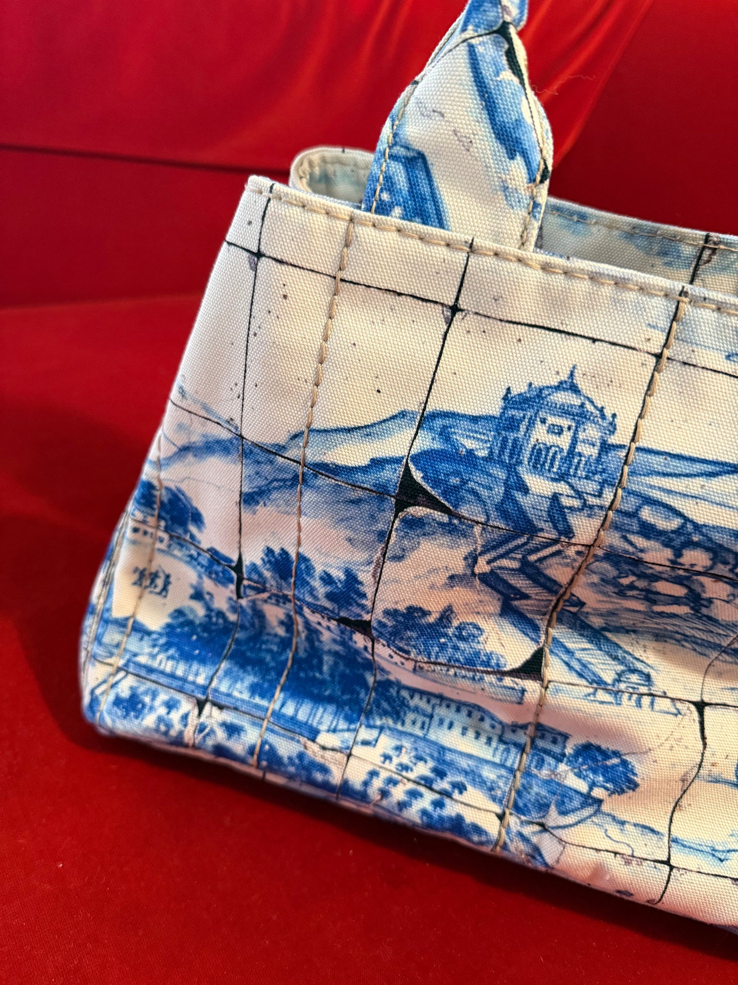 Prada borsa canvas stampa "azulejos"