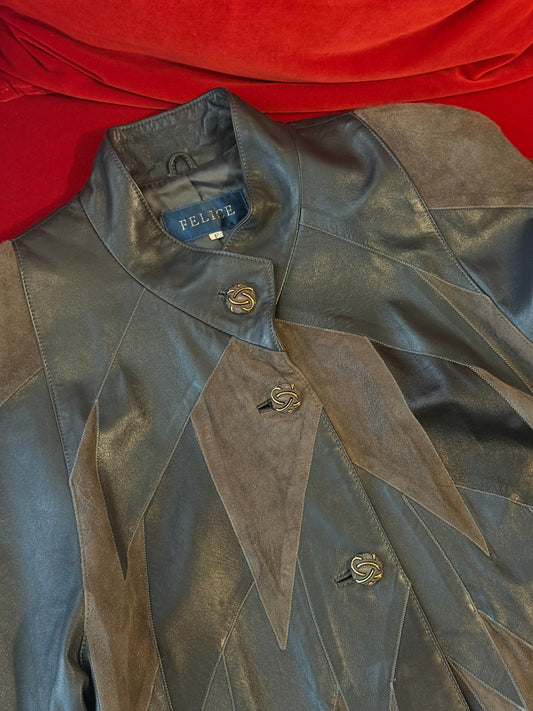 Giacca vintage in pelle patchwork