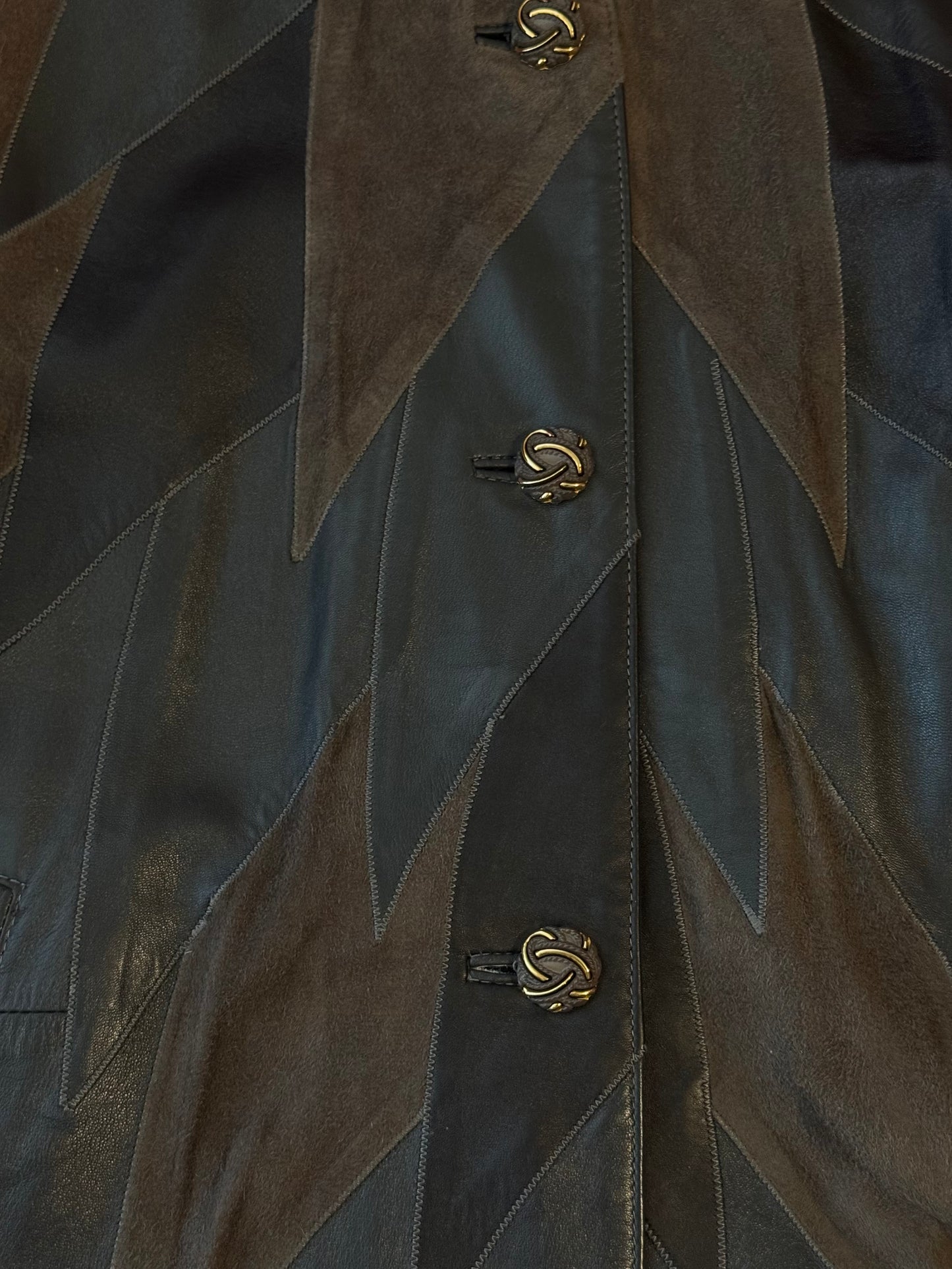Giacca vintage in pelle patchwork