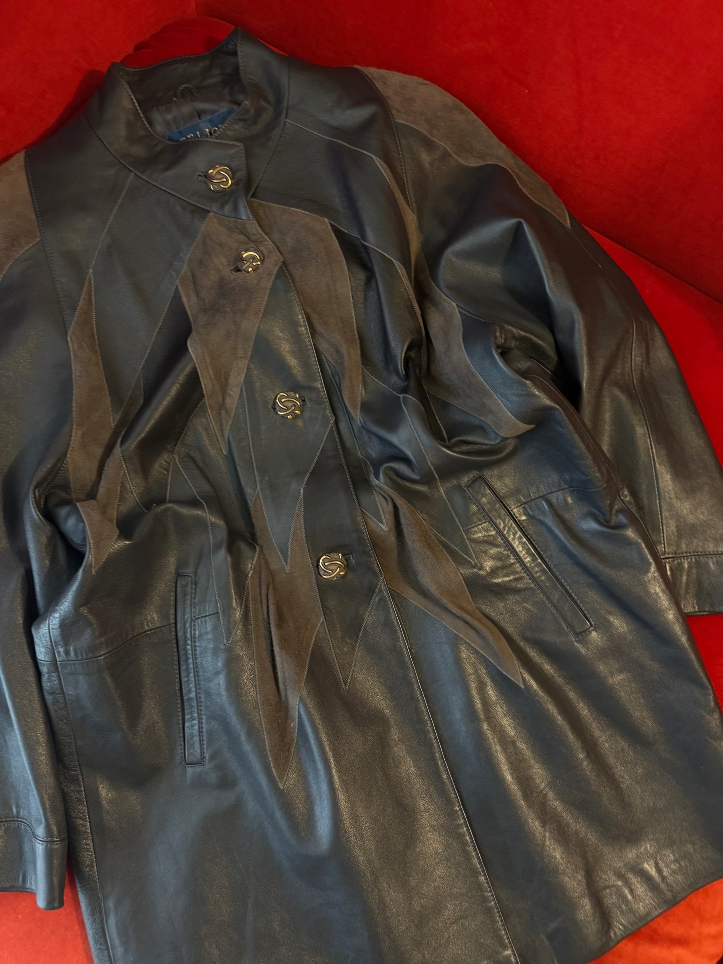 Giacca vintage in pelle patchwork