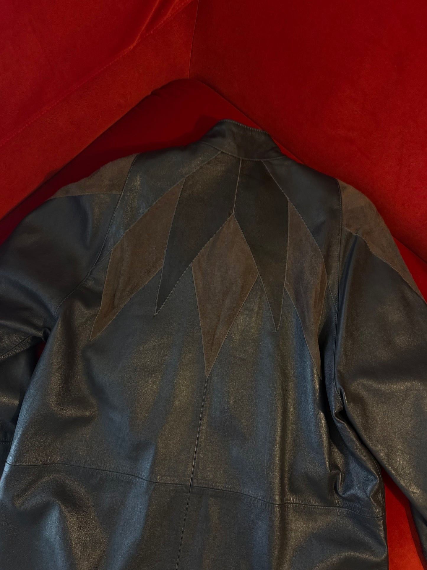 Giacca vintage in pelle patchwork